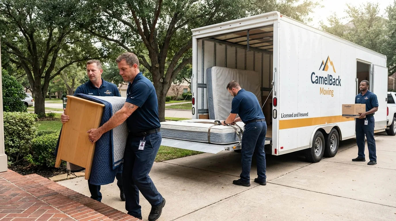 Crew loading residential truck for cross-state move from Blaine, TN